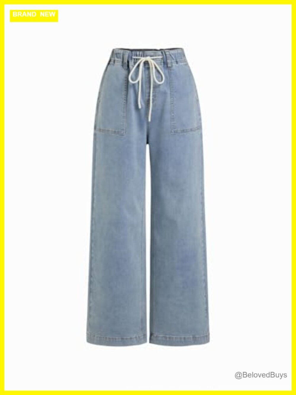 High Waisted Drawstring Wide Leg Baggy Jeans